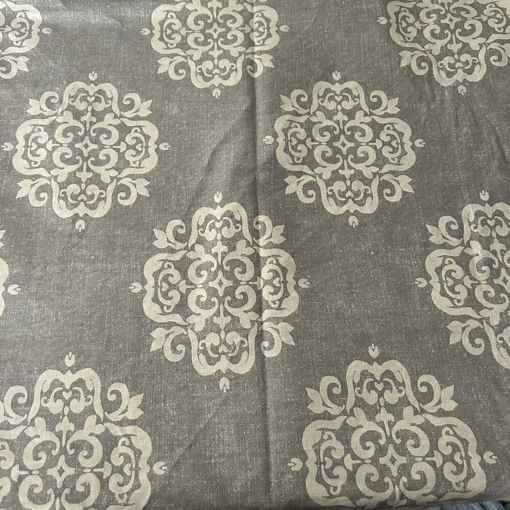 West Elm 48" x 108" Curtain Panel Feather Gray Scroll Medallion‎ Cotton - Picture 2 of 8